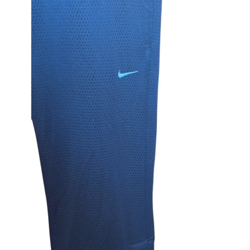 Nike Kids Track Pants Snap Button Side Logo Athletic Black Blue Size M‎